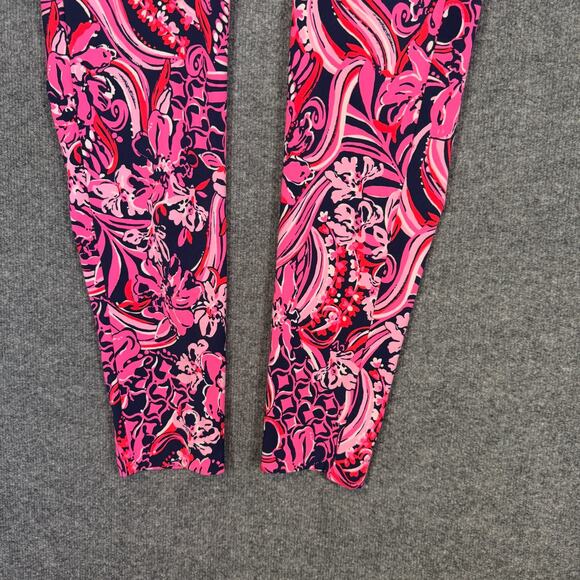 Lilly Pulitzer Luxletic Pants Womens 10 Pink Paisley Floral Stretch Leggings - Picture 2 of 9
